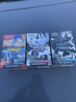 Pokemon Booster Bundles (1) Surging Sparks (1) White Flare and (1) Black Bolt - Image 1
