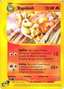 Pokemon TCG Rapidash Aquapolis 31/147 Non-Holo Rare Card E Reader LP/MP - Image 1