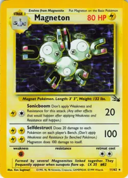 Magneton - Holo - 11/62 Fossil Set - WOTC - Pokemon TCG - 1999 - Image 1