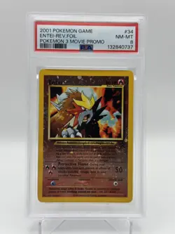 Pokemon ENTEI Black Star Promo 34 Reverse Holo Movie Promo 2000 WOTC PSA 8 SWIRL - Image 1