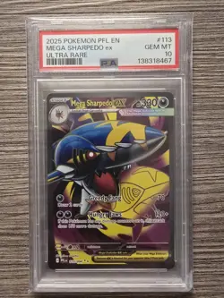 PSA 10 2025 POKEMON PFL EN-PHANTASMAL FLAMES | ULTRA RARE MEGA SHARPEDO EX 113 - Image 1