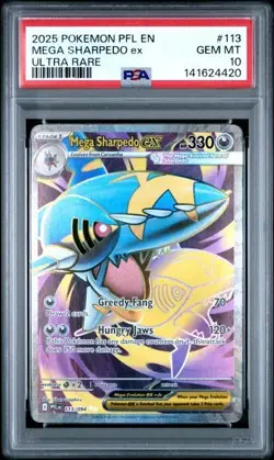 PSA 10 2025 Pokemon PFL Mega Sharpedo ex 113/094 Me02: Holo PSA 10 - Image 1