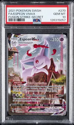 2021 POKEMON SWORD & SHIELD FUSION STRIKE SECRET FULL ART/ESPEON VMAX PSA 10 - Image 1