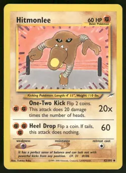 Pokemon Cards Hitmonlee 42/105 UNLIMITED Neo Destiny WOTC Uncommon NM - Image 1
