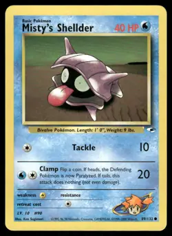 Pokemon Cards Misty's Shellder 89/132 UNLIMITED Gym Heroes WOTC Common NM *2 - Image 1