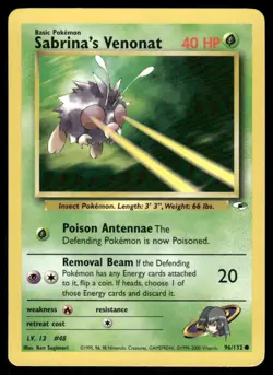 Pokemon Cards Sabrina's Venonat 96/132 UNLIMITED Gym Heroes WOTC Common NM - Image 1