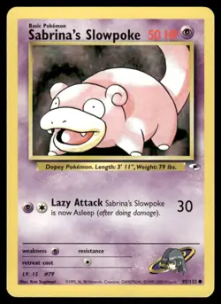 Pokemon Cards Sabrina's Slowpoke 95/132 UNLIMITED Gym Heroes WOTC Common NM - Image 1