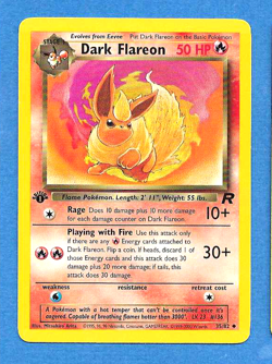 DARK FLAREON 2000 POKEMON TEAM ROCKET 1ST EDITION UNCOMMON CARD 35/82-NMMT - Image 1