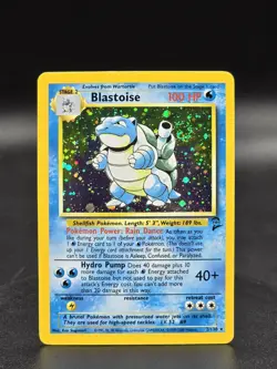 Pokemon TCG Blastoise 2/130 Swirl Base Set 2 Holo Rare WOTC Vintage LP/NM Card - Image 1
