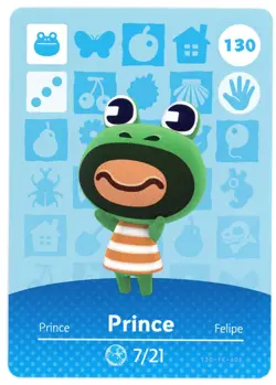 Prince 130 - Amiibo Card - Animal Crossing Series 2 - Authentic Nintendo 7/21 - Image 1