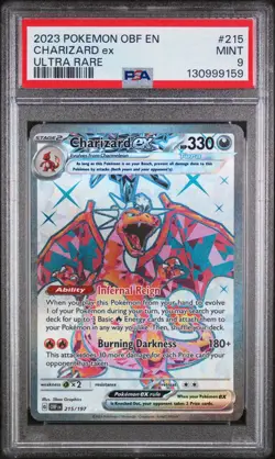 Pokemon TCG Charizard EX Obsidian Flames Holo Ultra Rare Card 215/197 PSA 9 - Image 1