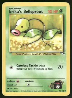 Pokemon Cards Erika's Bellsprout 76/132 UNLIMITED Gym Heroes WOTC Common NM - Image 1