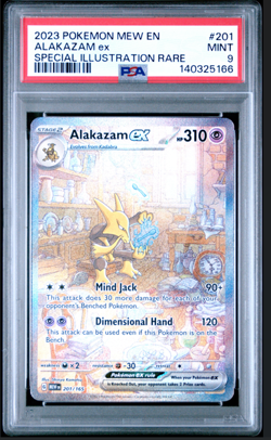 2023 POKEMON MEW EN-151 SPECIAL ILLUSTRATION RARE #201 ALAKAZAM EX PSA 9 - Image 1