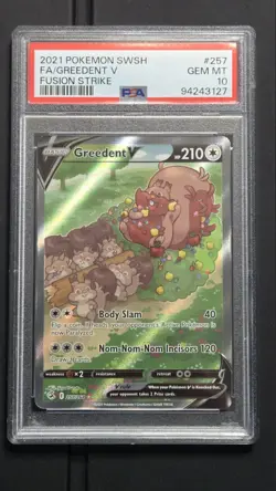 Pokemon - Greedent V Alt Art 257 **GEM MINT PSA 10** Fusion Strike - Image 1