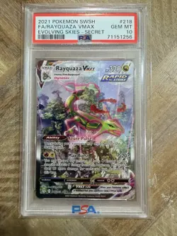 Pokemon PSA 10 Gem Mint Evolving Skies Alt Art Rayquaza VMAX 218/203 - Image 1