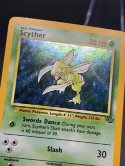 Pokemon TCG Scyther Jungle 10/64 Holo Unlimited Holo Rare LP - Image 3