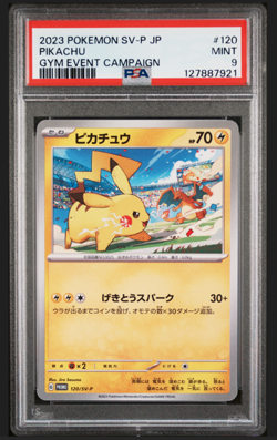2023 POKEMON JAPANESE SV-P PROMO 120 PIKACHU GYM EVENT CAMPAIGN PSA 9 - Image 1