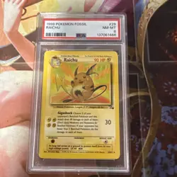 Raichu 29/62 Fossil Regular PSA 8 Graded Vintage Pokemon - Image 1