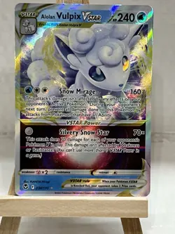 Alolan Vulpix VSTAR 034/195 Ultra Rare SWSH12: Silver Tempest Pokemon TCG NM - Image 1
