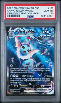 2022 POKEMON SWSH BLACK STAR PROMO #182 FULL ART/VAPOREON VMAX PSA 10 - Image 1