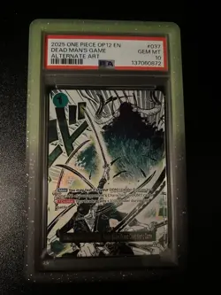 2025 One Piece OP12 EN Alternate Art Dead Man's Game PSA 10 GEM MINT - Image 1