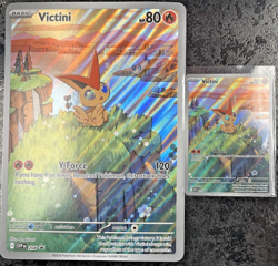 POKEMON VICTINI JUMBO OVERSIZED AND REGULAR CARD HP 80 208 HOLO (2 CARDS) - Image 1