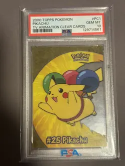 2000 Topps Pokemon Pikachu TV Animation Clear Cards Gem Mint #PC1 PSA 10 - Image 5