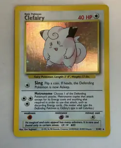 Pokemon Clefairy Base Set Holo Rare 5/102 1999 Wizards of the Coast Card - Image 1