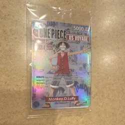 Bandai Monkey.D.Luffy One Piece CCG US Voyage Promo Full Art Holo Card - Image 1