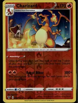 Charizard Rare SWSH04: Vivid Voltage 025/185 Fire Reverse Holo Pokemon Card - Image 1