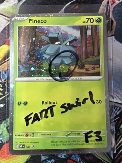 Fart Swirl Pokemon Pineco Black Star Promo 061 Cosmos Holo Promo Card NM F3 - Image 1