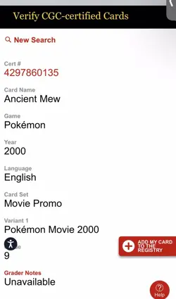 Ancient Mew CGC 9 Mint Pokemon Movie 2000 Promo Card - Image 3
