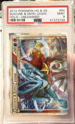 2010 Pokemon HG & SS Unleashed Entei & Suicune Holo PSA 9 - Image 1