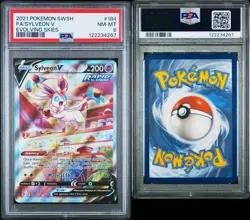 2021 POKEMON SWORD & SHIELD EVOLVING SKIES 184 FA/SYLVEON V EVOLVING SKIES PSA 8 - Image 1