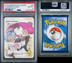 2019 POKEMON SUN & MOON HIDDEN FATES #68 FA/JESSIE & JAMES HIDDEN FATES PSA 8 - Image 1