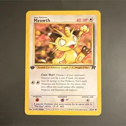 Pokemon Meowth 62/82 Team Rocket 1st Edition Basic HP40 Common Regular - Image 1