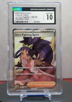 Pokemon Iris's Fighting Spirit #180/159 Journey Together English CGC 10 - Image 1