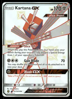 Pokemon Cards Kartana GX SV73/SV94 Hidden Fates Rare Shiny GX NM - Image 1