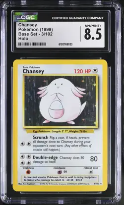 CGC 8.5 Chansey 3/102 Holo Base Set Pokemon Card - Image 1