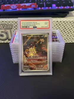 Pokemon TCG DESTINED RIVALS Team Rockets Meowth Card 203/182 PSA 9 MINT - Image 1