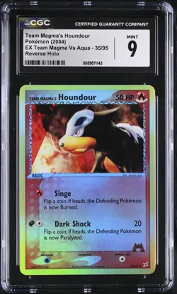 CGC 9 Team Magma's Houndour Team Magma Vs Aqua 35/95 Reverse Holo Pokemon Card - Image 1