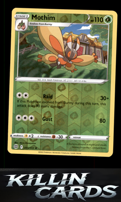Reverse Holofoil Mothim 011/172 Pokemon Rare SWSH09: Brilliant Stars Card NM - Image 1