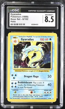 CGC 8.5 Gyarados 1999 Base Set 6/102 Holo Pokemon Card - Image 1
