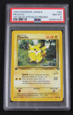 1999 Pokemon Jungle PIKACHU 1st Edition 60/64 W STAMP DUELIST PROMO PSA 8 NM-MT - Image 1
