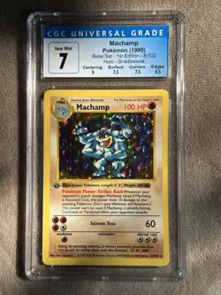 Pokemon 1999 Machamp Base Set Shadowless 1st Edition 8/102 CGC 7 Near Mint - Image 1