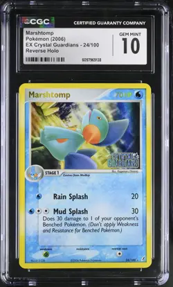 CGC 10 Marshtomp EX Crystal Guardians 24/100 Reverse Holo STAMPED Pokemon Card - Image 1