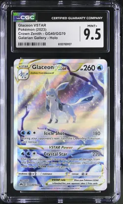 CGC 9.5 Glaceon VSTAR GG40/GG70 Galarian Gallery Holo Crown Zenith Pokemon Card - Image 1