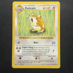 Pokemon Vintage Shadowless Raticate 040/102 Base Set Wizards Of The Coast 1999 - Image 1