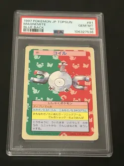 1997 Pokemon Japanese Topsun Blue Back #81 Magnemite PSA 10 - Image 1