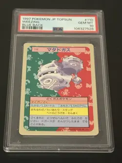 1997 Pokemon Japanese Topsun Blue Back PSA 10 Weezing #110 - Image 1